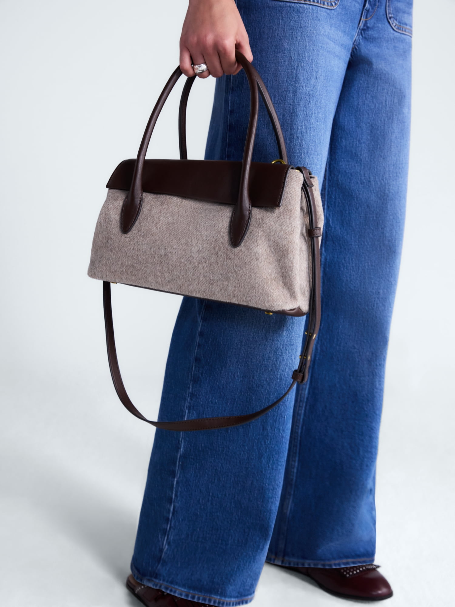 Free Assembly Women's Satchel, Tan Gray