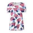 thumbnail image 4 of Fiudx Liquidación de Ofertas Flash Moda Mujer Casual Cuello Redondo Impresión Blusa Manga Corta Camiseta Verano Tops, 4 of 5