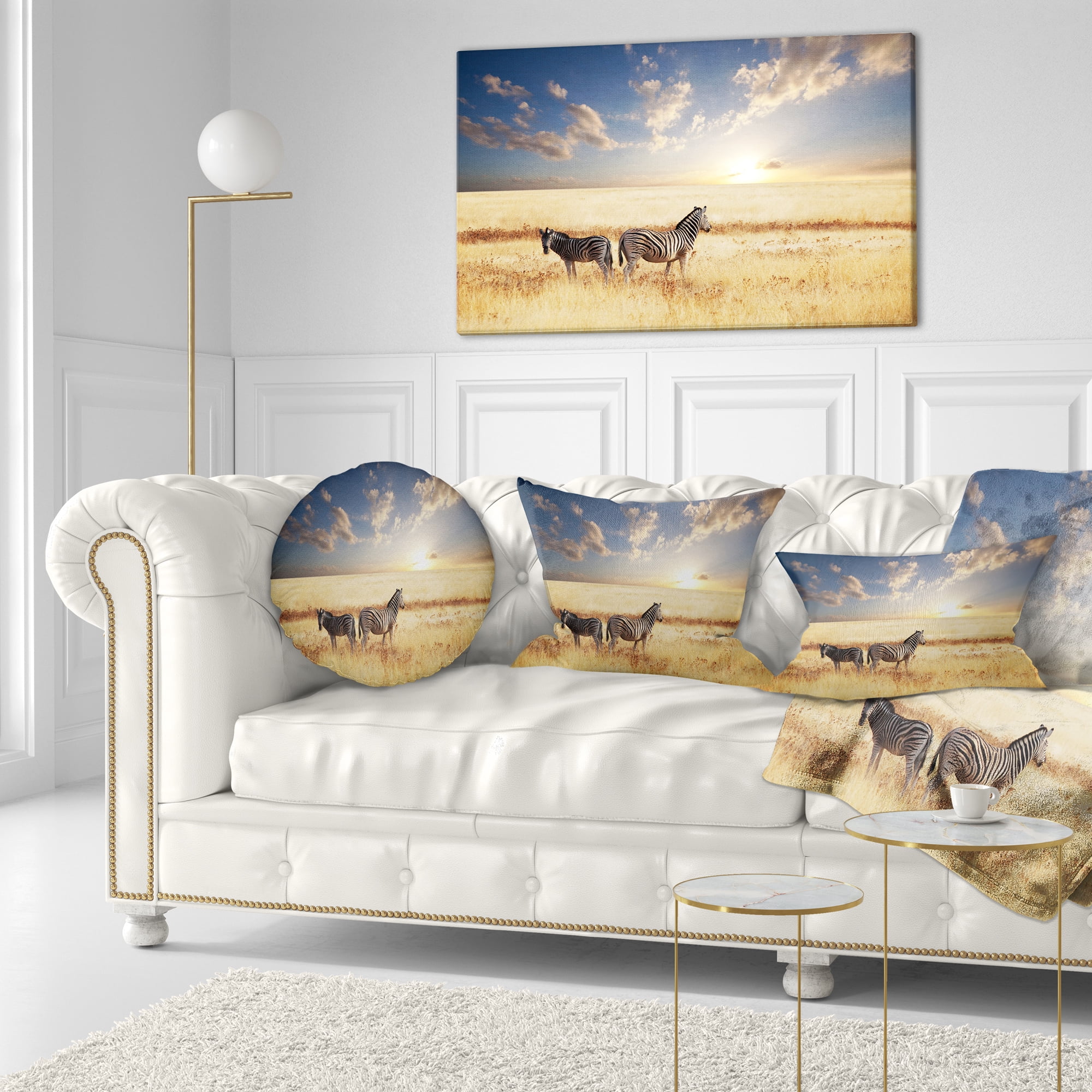 Designart 12" x 20" White Polyester Throw Pillow