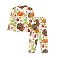 thumbnail image 2 of Kll Thanksgiving Turkey Print Women'S Long Sleeve Pajamas With Pants Sleepwear Loungewear 2 Set-Xx-Large, 2 of 9
