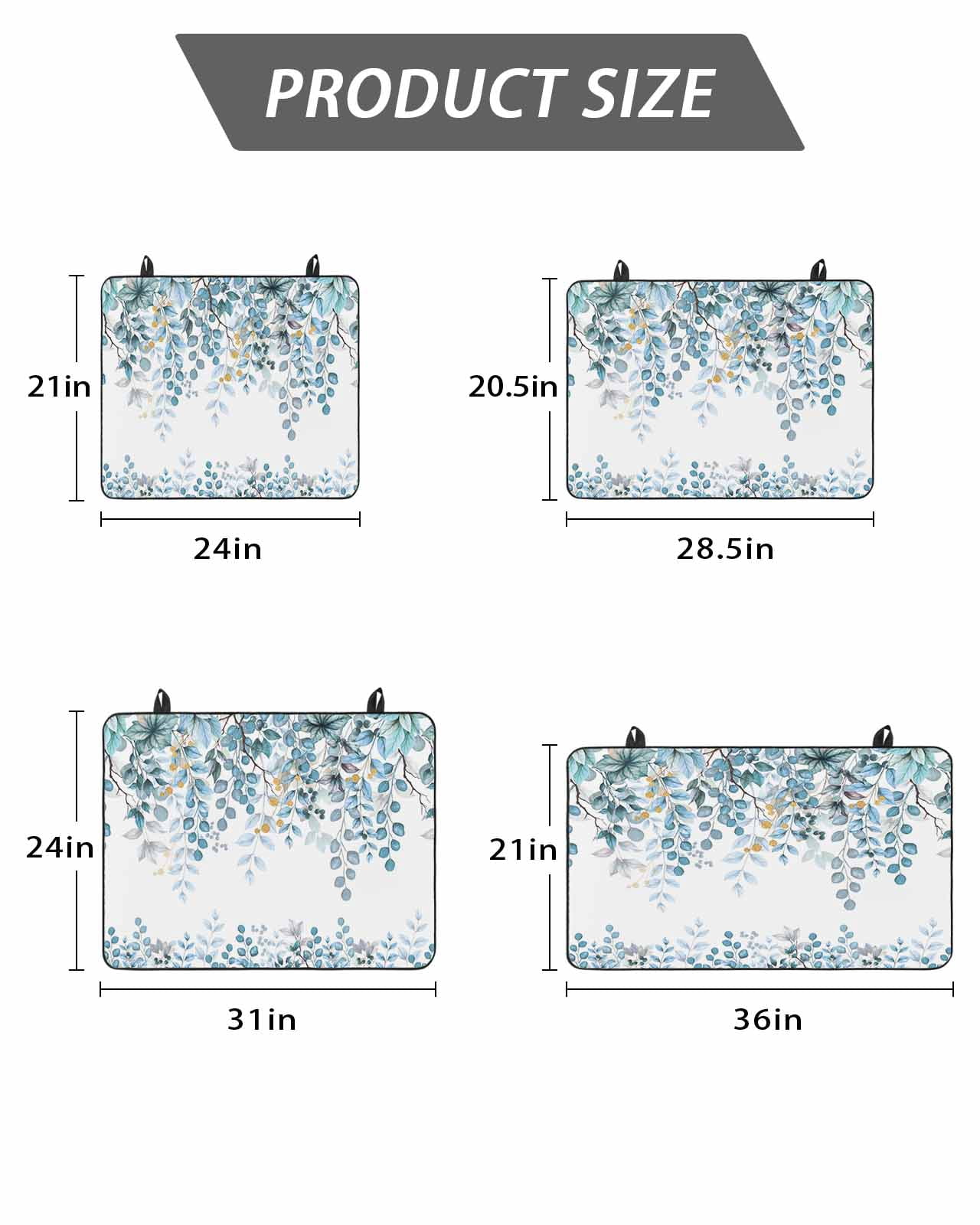 Stove Top Covers for Electric Stove, Blue Eucalyptus Leaves Glass Stovetop Cover Protector, Farmhouse Watercolor Floral Induction Cooktop Protector Oven Mat for Kitchen Countertop 36"x21"
