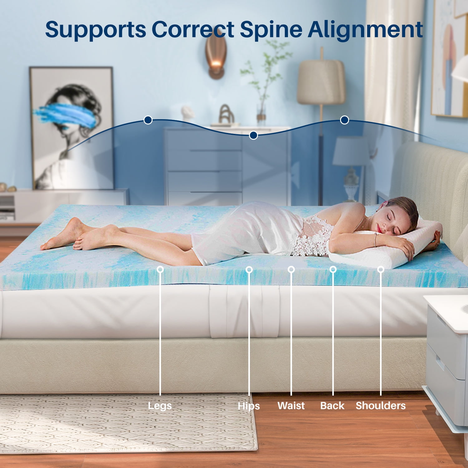 3 inch Full Gel Infused Mattress Topper, Memory Foam Mattress Topper