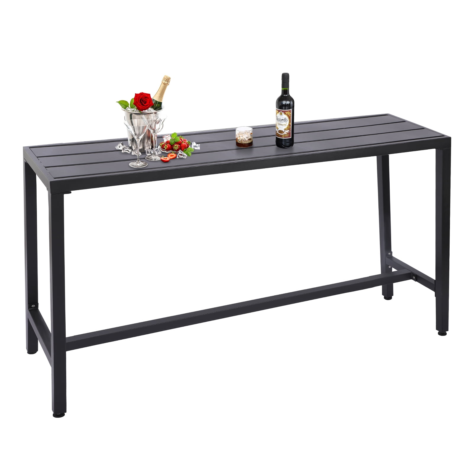 Outdoor Bar Table, 55” Patio Console Pub Height Table with Powder