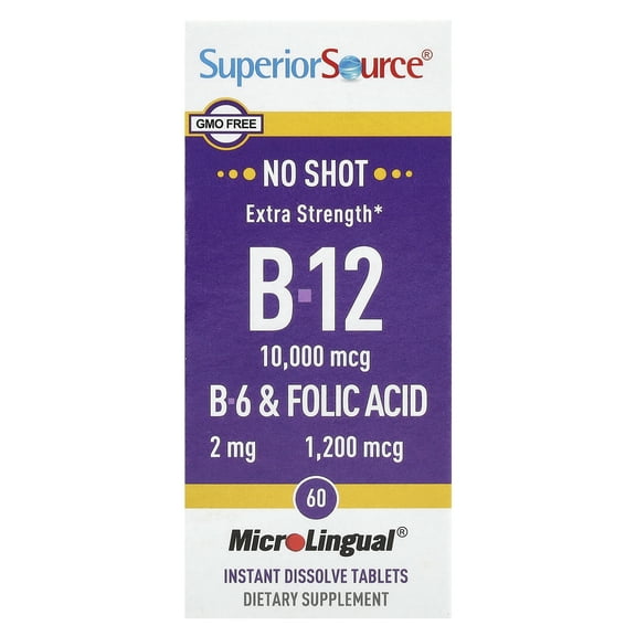 Superior Source B-12, B-6 & Folic Acid, 60 MicroLingual® Instant Dissolve Tablets