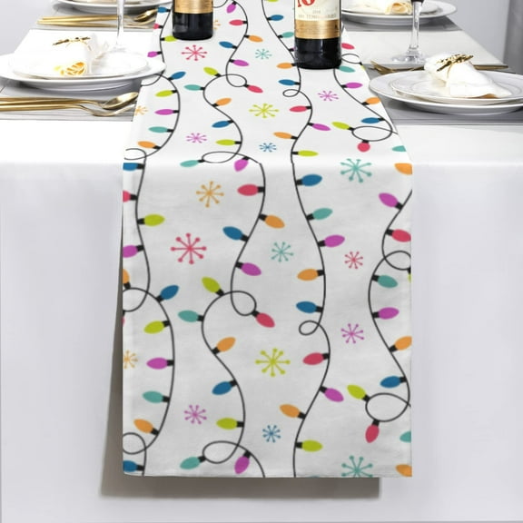 Christmas Table Runner | Lights | Holiday Dinner Table Decor