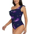 thumbnail image 2 of Gaeub Eggplant Women's One Shoulder Ruffle Tummy Control Swimwear for Swimming Surfing Beach Party - X-Large, 2 of 8