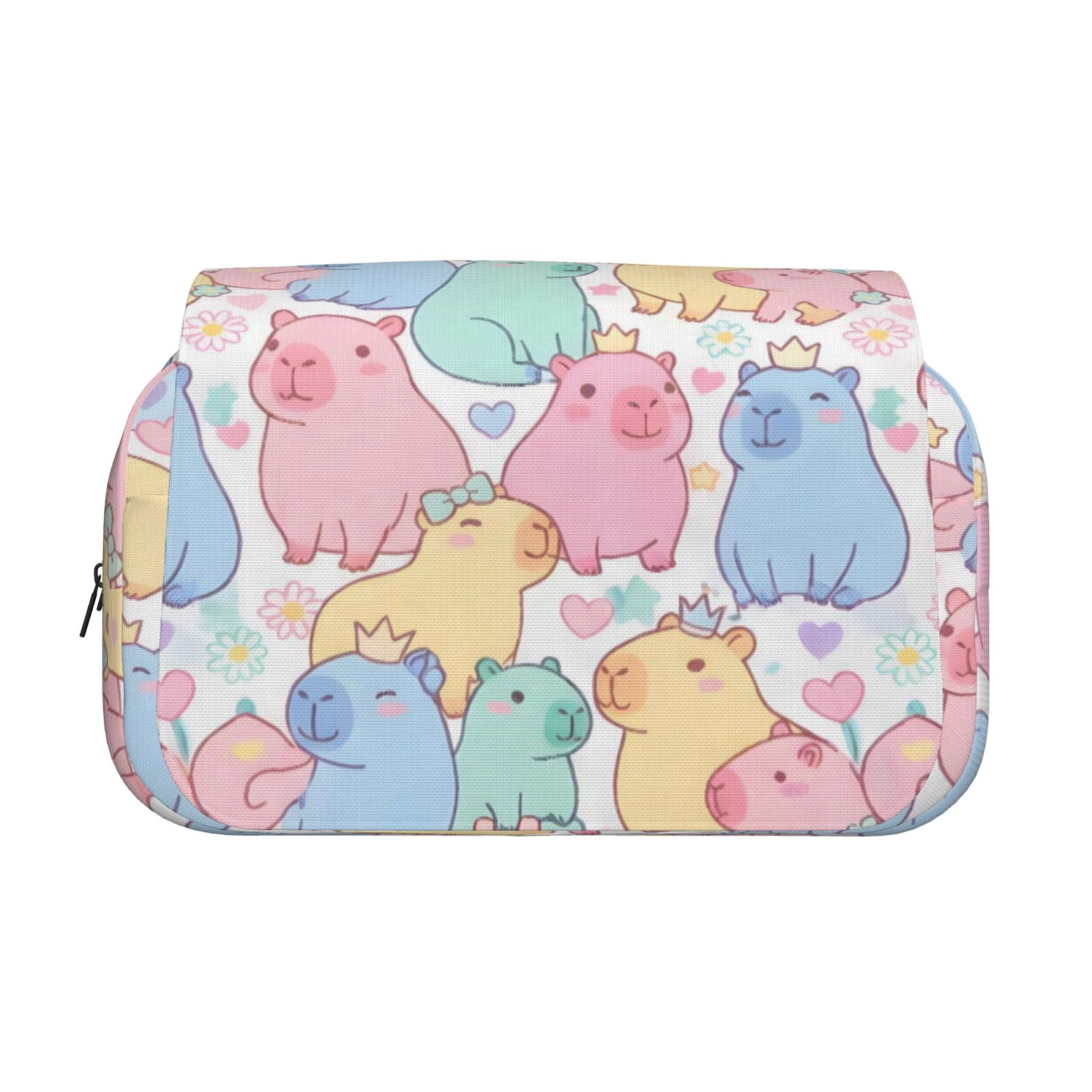Large-Capacity Flip-Top Double-Layer Pencil Case, Multi-Functional Pocket Pen Case, Durable Stationery Organizer Capybara Pattern 1