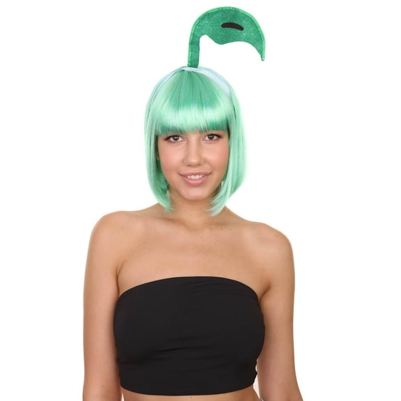 HPO Adult Women's, Green Color's, Cosplay Wig, Synthetic Fiber, Breathable Capless Cap