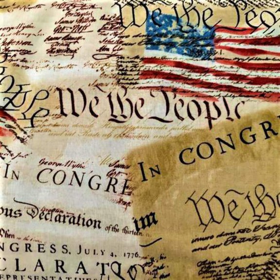 Handmade Valance, Curtain Panel, or Pillow Cover Patriotic Declaration of Independence