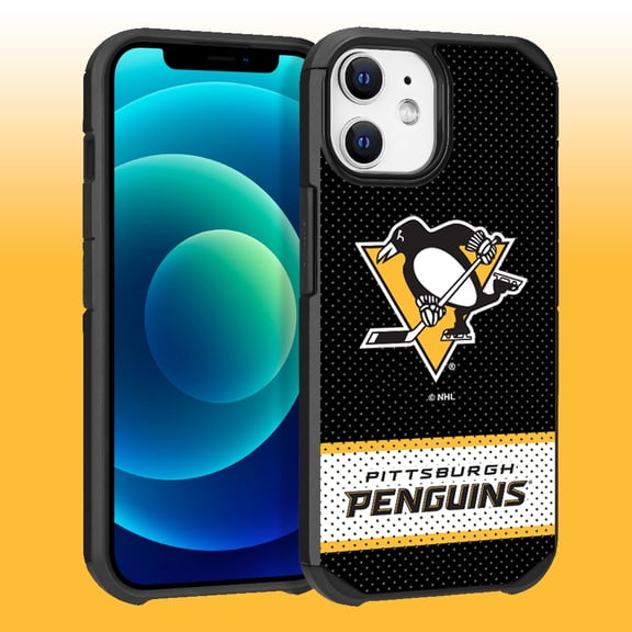 Apple iPhone iPhone 12 Pro (6.1) -NHL Licensed Pittsburg Penguins Team Logo on Jersey Textured Dual Layer Case