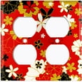 thumbnail image 3 of Metal Light Switch Plate Cover Japanese Flower Pattern Red Wallpaper FLW036, 3 of 13