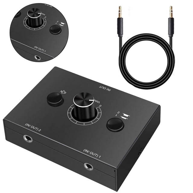 Desktop Audio Switcher 2V p-p Input, 5-Meter Transmission Distance for Compact Spaces, CD Player, Computer