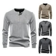 thumbnail image 4 of Men's Thermal Shirt Long Sleeve Quarter Button Crewneck Pullover Loungewear White M, 4 of 9