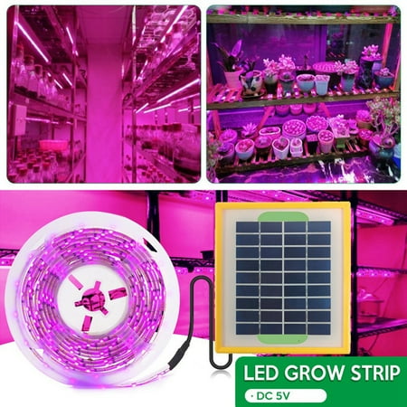 

5W 5V Solar LED Plant Growth Light Strip Full Spectrum LED Solar Panel Fill Light Strip Indoor Lighting(3 Meter 180 LED)
