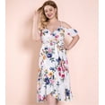 thumbnail image 5 of Women Plus Size High Waist Boho Floral Cold Shoulder Split Maxi Dress, 5 of 8