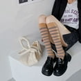 thumbnail image 5 of KelaJuan Women Knee High Socks Retro Striped Print Soft Elastic Tube Socks Knee High Stockings for Streetwear, 5 of 6