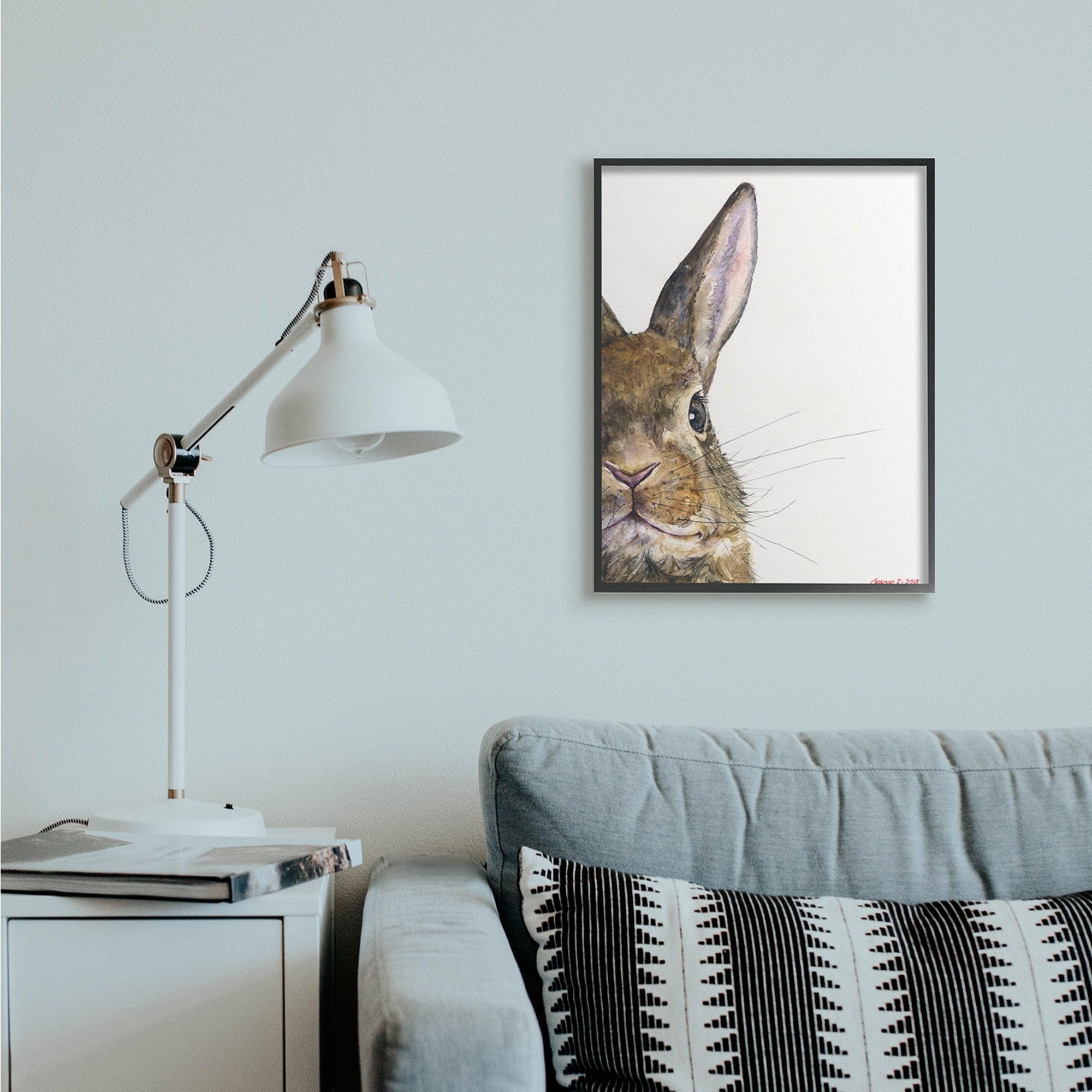 Stupell Industries Farm Rabbit Gaze Adorable Whiskered Animal Black Framed, 11 x 14, Design by George Dyachenko
