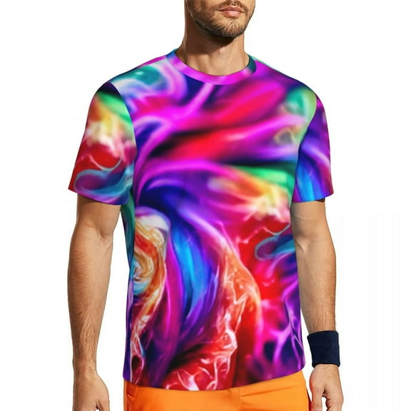 T Shirt For Men Color Tie Dye Abstract Art Print Harajuku Running T-Shirts Short Sleeve Quick Dry Ts