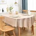 thumbnail image 2 of Faux Linen Oval Tablecloth Natural Burlap Wrinkle Resistant Table Cloth Farmhouse Rustic Table Cover Washable Fabric for Party Dining Kitchen 60x102 Inch Flaxen, 2 of 6