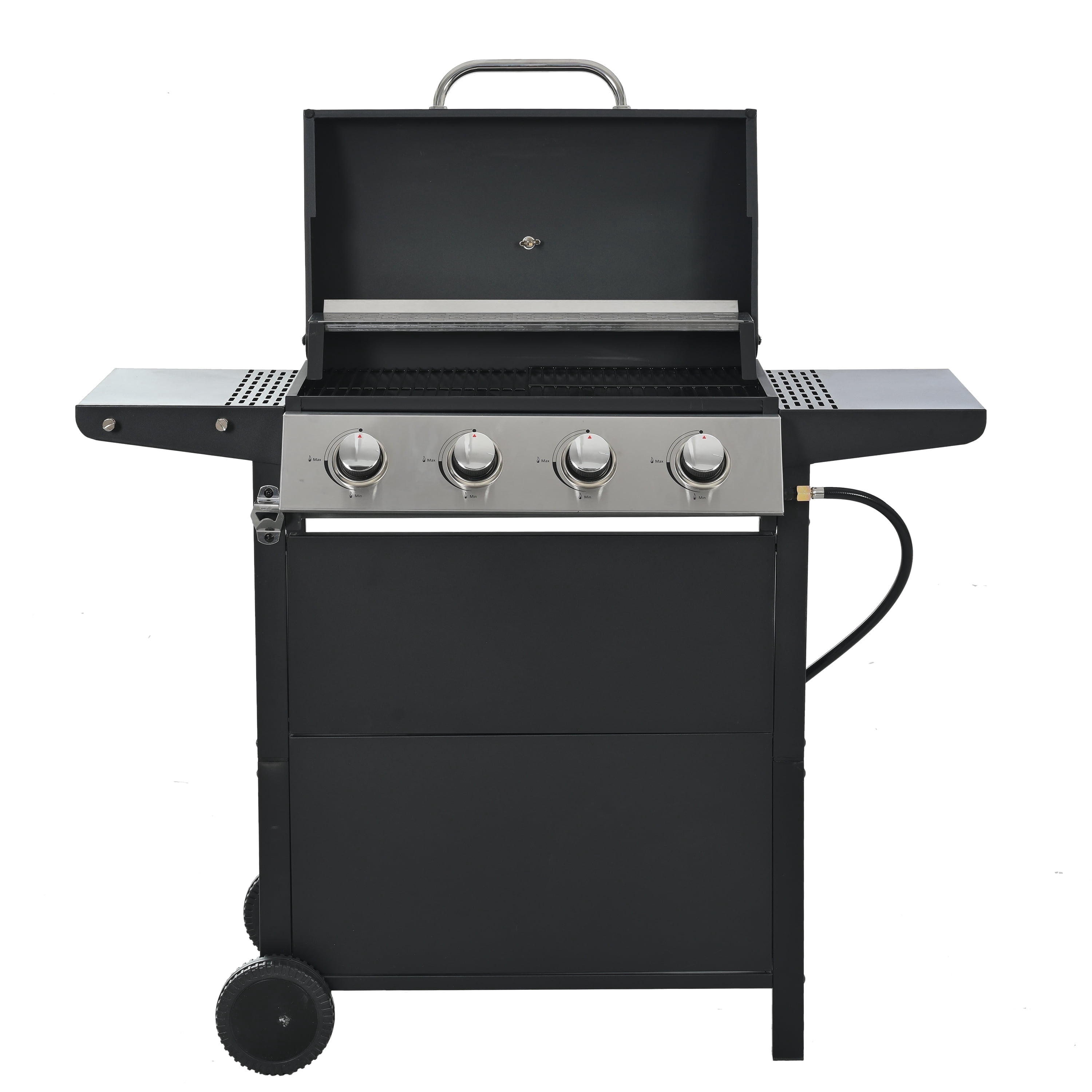 Cheelom 4 Burner Propane Gas Grill, Stainless Steel with Two Shelves and Thermometer 34200B Outdoor BBQ Camping GrillTU