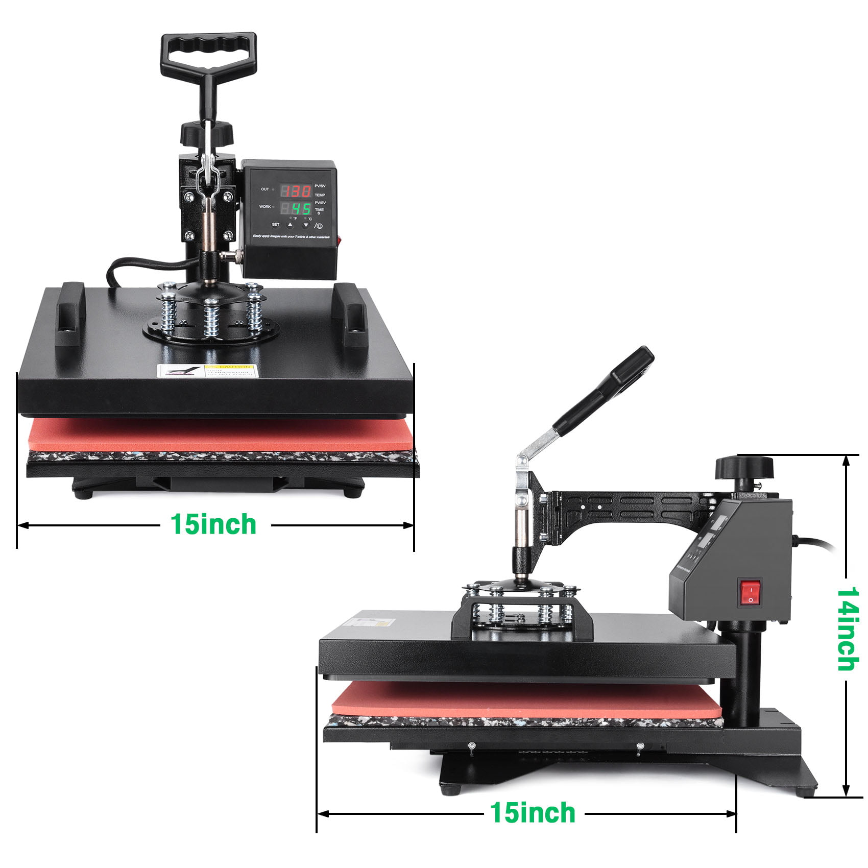 SEEUTEK Pro 5 in 1 Heat Press Machine 12x15 inch 360-Degree Swing Away Digital T Shirt Pressing Machine Multifunction Heat Transfer Sublimation