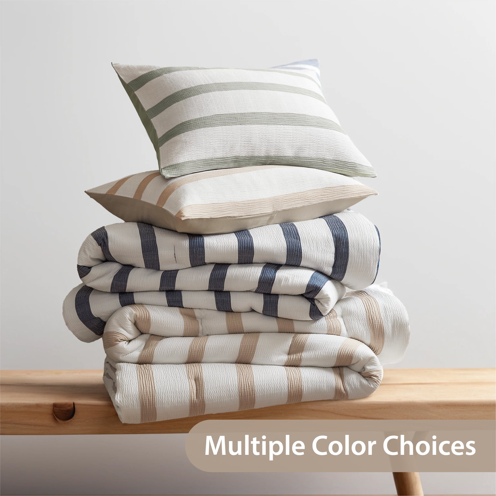Regency Heights King/Cal King Comforter Set, Striped Texture Bedding Comforter Sets, 3 Pieces Tonal Stripes Woven Comforter with Pillow Sham, Taupe