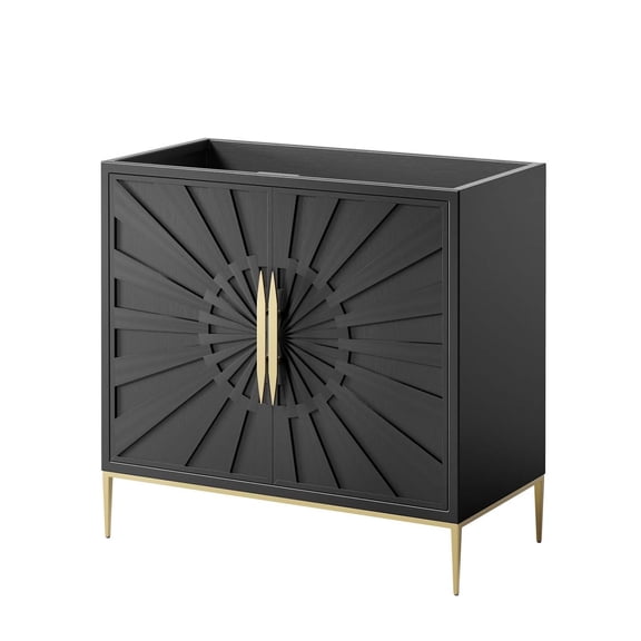 Sink Vanity Cabinet, Black, Wood, Hotel Bedroom Bathroom, Modern Contemporary HB34490