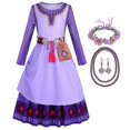thumbnail image 1 of Película Deseo Princesa Disfraz Niños Asha Vestido Niñas Cosplay Niños Carnaval Fiesta de Cumpleaños Ropa Púrpura Niño Ropa Larga Cinturón Alta Calidad LTX, 1 of 5