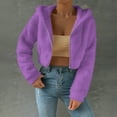 thumbnail image 2 of ZQUUVOU Women's Cropped Jacket Fall Winter Long Sleeve Reversible Fleece Jacket Full Zip Hooded Outerwear for Casual Warm Purple, 2 of 9