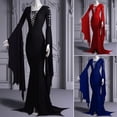 thumbnail image 3 of Vestido de vampiro Medieval negro con cordones para mujer, bata S-5XL, Sexy, fantasma de bruja, disfraz de Halloween, Morticia, Addam, gótico, Maxi, 3 of 4