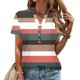 thumbnail image 3 of Camisetas de Verano para Mujeres Casual Camiseta con Cuello en V Botón Arriba Suelto, Camisetas de Mujer Casual para Primavera Verano, 3 of 3