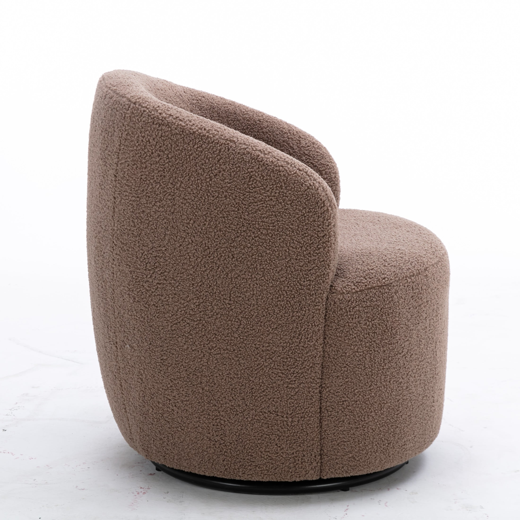 Noble House Arissa 26" Teddy Ergonomic Barrel Armchair, Swivel Reading Chair with Metal Base for Living Room, Coffee
