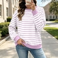 thumbnail image 4 of Hurxie Oversized Sweatshirt for Women Crewneck Striped Shirt Long Sleeve Tops Pullover Womens Fall Fashion, 4 of 8