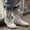 White, variant on Men's Punk Style Short Boots, Stylish and Trendy Lace-Up Ankle Boots with Durable Sole for Casual Wear, Street Fashion, Travel, and Everyday Comfort
