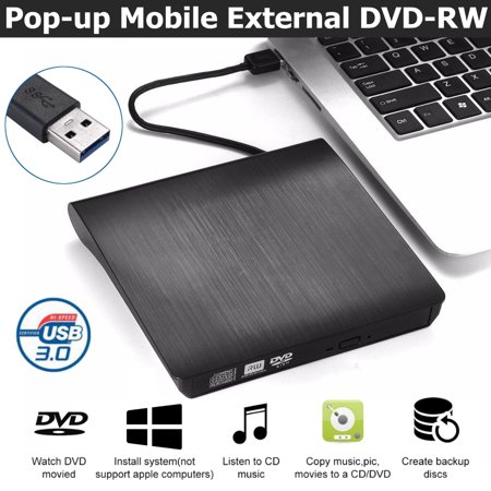 External DVD Drive, USB 3.0 External DVD RW CD Writer Drive Burner Reader Player Optical Drives For Laptop (Best Media Player For Windows Vista)
