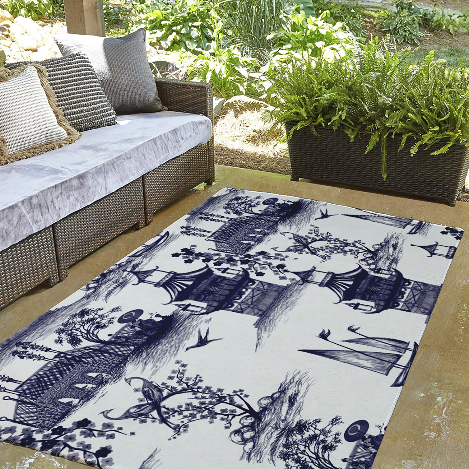 3' x 5' Simply Daisy China Old Oriental Chenille Area Rug, Navy