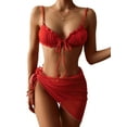 thumbnail image 1 of Txlixc Conjunto de traje de baño dividido para mujer, bikini con volantes+bragas con cordones+cobertores de malla Txlixc Moda, 1 of 8