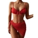thumbnail image 1 of Txlixc Conjunto de traje de baño dividido para mujer, bikini con volantes+bragas con cordones+cobertores de malla Txlixc Moda, 1 of 8