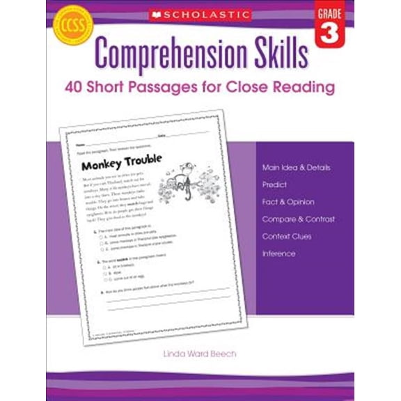 Pre-Owned Comprehension Skills: 40 Short Passages for Close Reading: Grade 3 Paperback