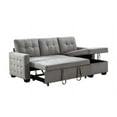 thumbnail image 4 of 77 Inch Reversible Sectional Storage Sleeper Sofa Bed , L-Shape 2 Seat Sectional Chaise With Storage , Skin-Feeling Velvet Fabric ,Light Grey Color For Living Room Furniture, 4 of 8