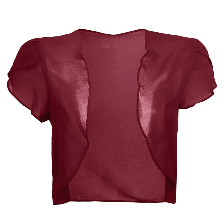 Lightweight Cardigans for Women Lightweight Chiffon Cropped Ruffle Sleeve  Bolero Shrugs for Dressy Elegant Blouse Tops Shrugs for Dresses