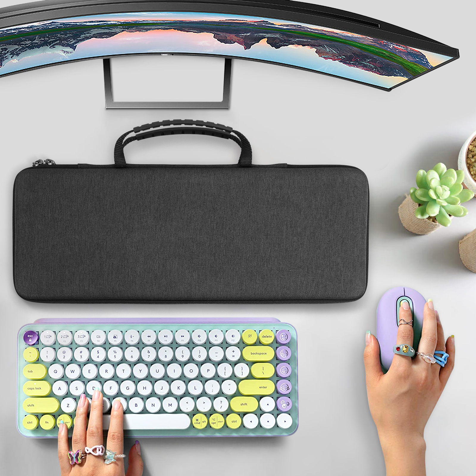 Geekria 75% Keyboard Case, Hard Shell Travel Bag for Compact 84 Key Computer Mechanical Gaming Keyboard, Compatible with Logitech POP Keys / POP ICON Combo / MX Mechanical Mini (Dark Gray)