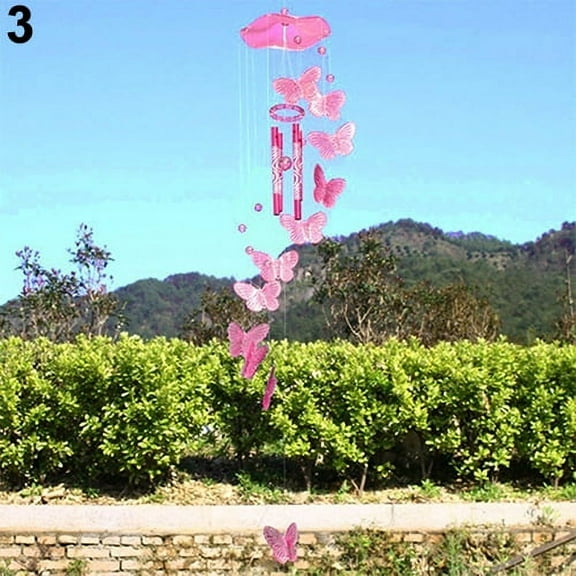 Grandest Birch 1Pc Creative Bright Color Zakka Butterfly Wind Chimes Ornament Home Room Decor Wind Chimes