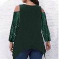 thumbnail image 4 of Scyoekwg Plus Size Tunic Tops for Women Round Neck Sequin Irregular Hem Blouse Top Long Sleeve Tops for Women Trendy Tshirt Loose Solid Color Dressy Casual Blouses (Green,XXXXXL), 4 of 7