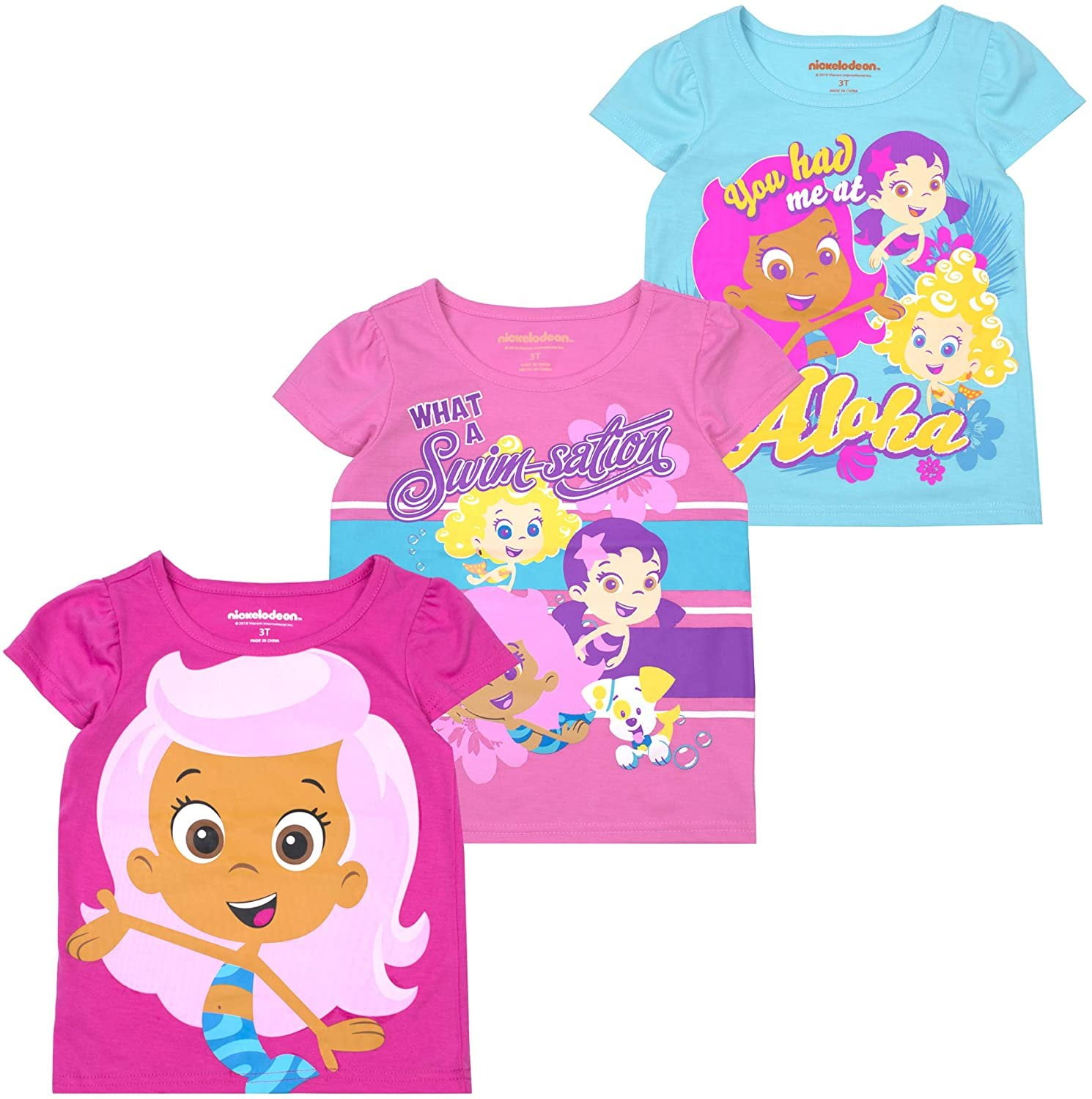 Nickelodeon Bubble Guppies Girls and Toddlers 3-Pack T-Shirts - Walmart.com