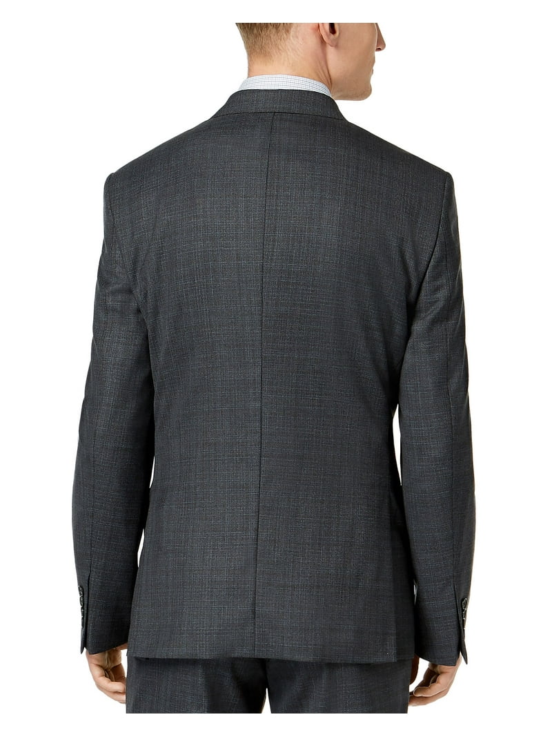DKNY Mens Slim-Fit Plaid Wool Suit Separate Jacket 36 Short