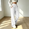 thumbnail image 6 of Rexolia Women's High Waist Brushed Fleece Sweatpants Wide Leg Open Bottom Warm Lounge Pants White XL, 6 of 7