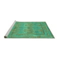 thumbnail image 2 of Ahgly Company Machine Washable Indoor Square Oriental Turquoise Blue Traditional Area Rugs, 5' Square, 2 of 4