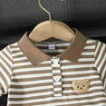 thumbnail image 4 of Zanarzt Baby Boy Summer Clothes Toddler Boy Clothes Baby Summer Outfits Short Sleeve Striped Collared Tops and Shorts Set 6-9 Months,Brown, 4 of 8