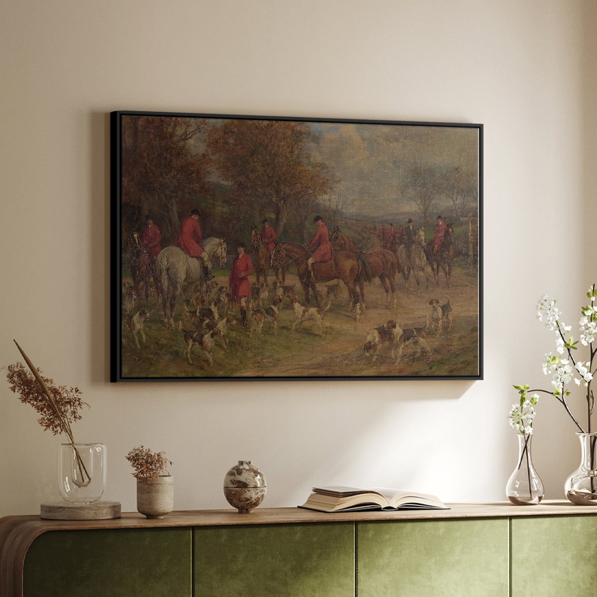 Vintage Animal Print-XXXII By Wexford Home Framed in Black Wood Gallery Wrapped Canvas 25 in. x 37 in.